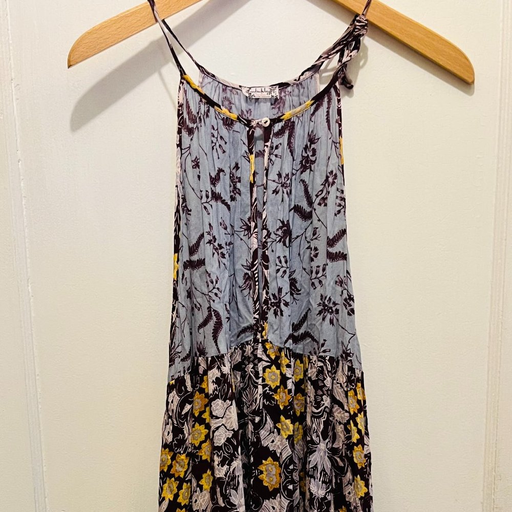 Intimately Free People Blue Purple Floral Slip Dress Women's Size Medium